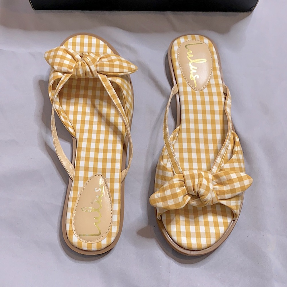Lulus brand new Gingham sandals, size 7 1/2